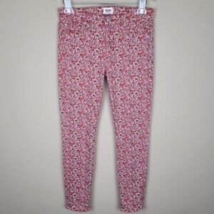 Hudson Nico Midrise Ankle Spr Skinny Floral Jeans Red White Size 28